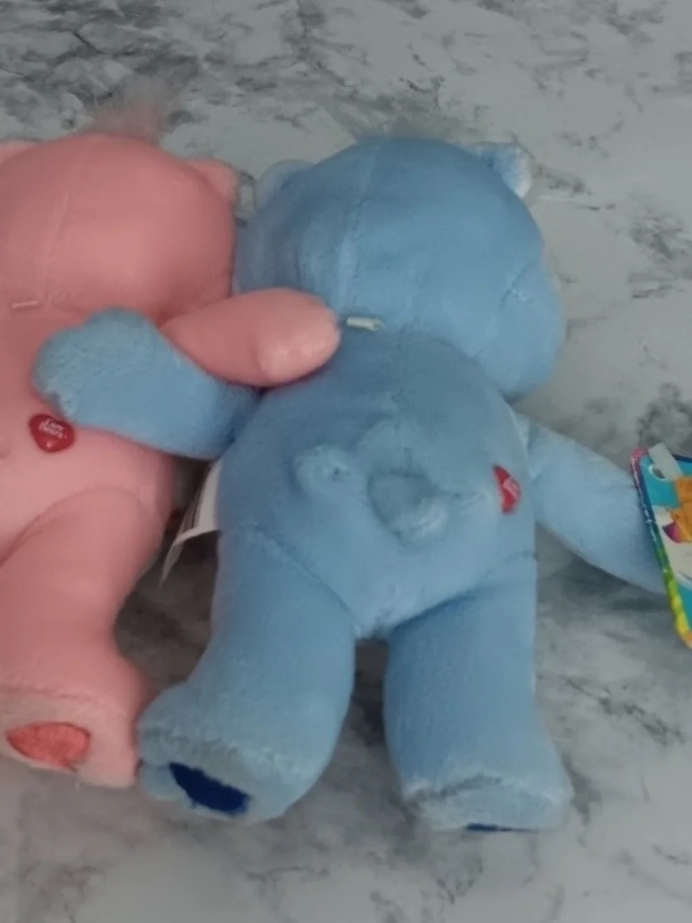 Vintage 2002 Care Bears Cuddle Pair – Cheer Bear & Grumpy Bear – Tagged
